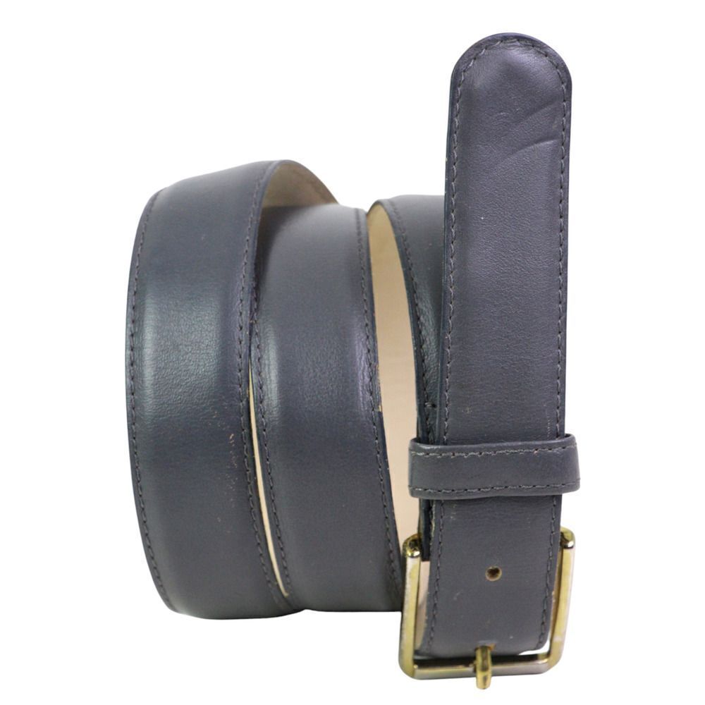 VTG GRAY GENUINE LEATHER 1 1/8"Wd STITCH DRESS CASUAL MEN'S BELT Sz 36 (R83